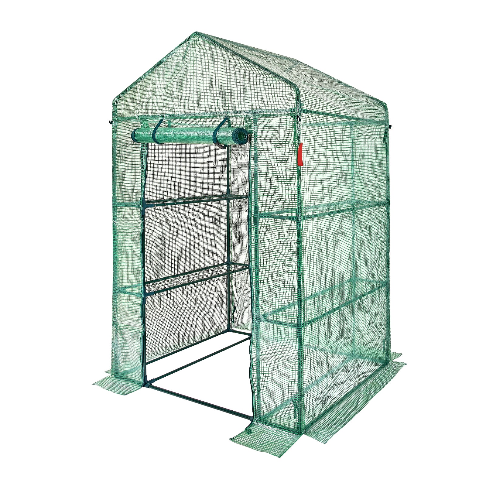 Walk-in Green House, 4.6 X 2.4 X 6.7 Ft, Greenhouse With Shelves, High Strength PE Cover With Doors, Windows And Steel Frame, Set Up In Minutes, For Planting And Storage_maomaolike.com